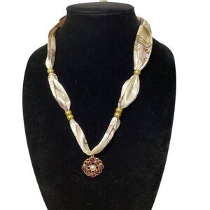 Handmade Gold and Cream Statement Necklace